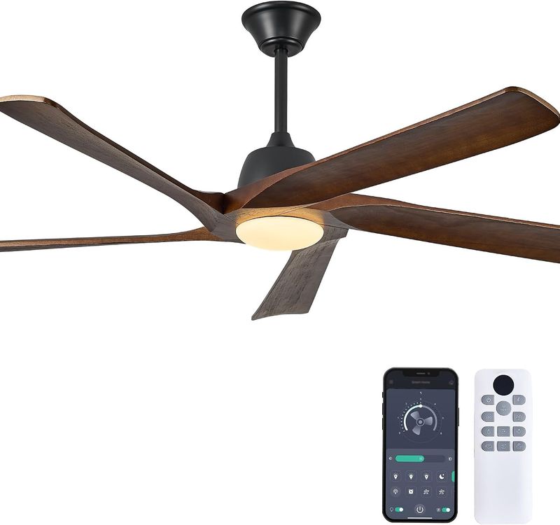 60 Inch Solid Wood Ceiling Fan with Light