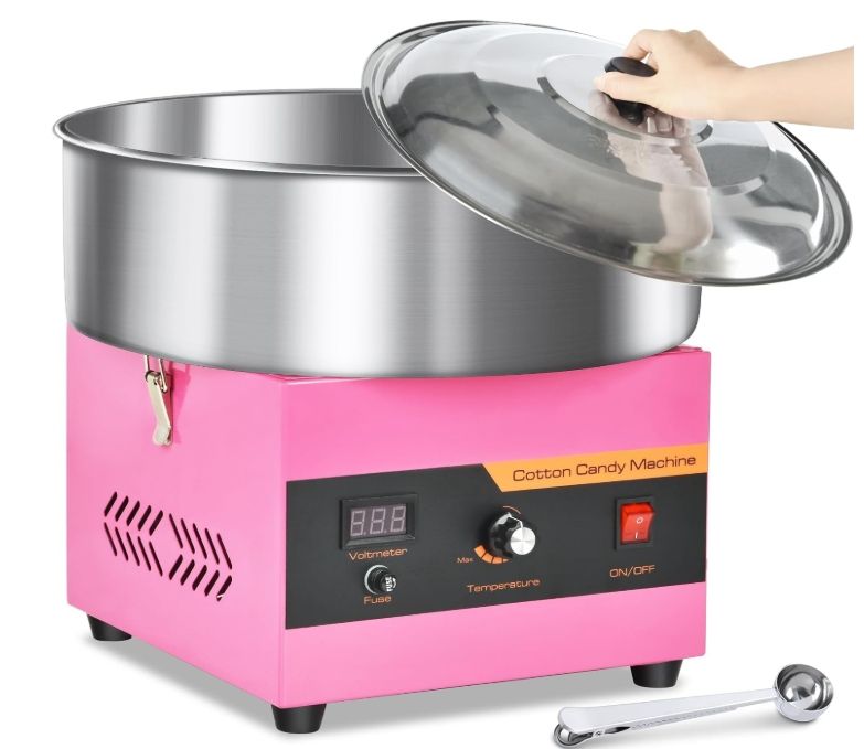 Commercial Cotton Candy Machine, 1000W Candy Floss Machine Pink Electric Cotton Candy Maker