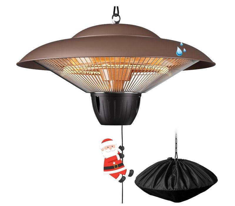 1500W Electric Infrared Hanging Heater, Outdoor patio heater, Brown