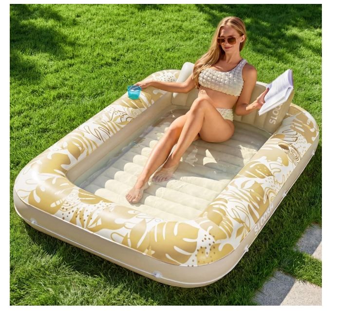 Sloosh Inflatable Tanning Pool Lounge Float, Sun Tan Tub Adult Pool Floats