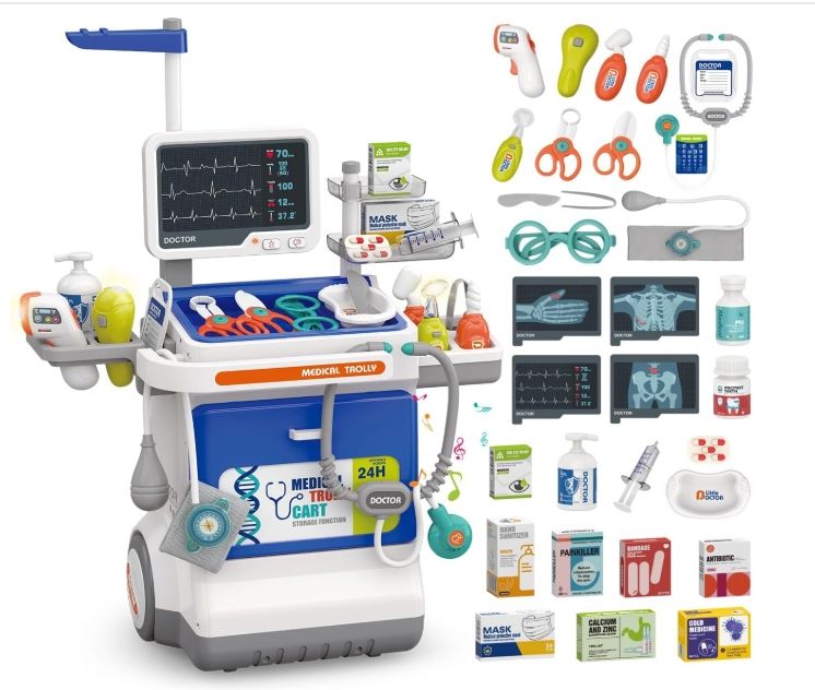 Doctor Kit for Kids Pretend Medical Station Set for Boys & Girls Mobile Cart Doctor Kit for Kids Pretend Medical Station Set for Boys & Girls Mobile Cart