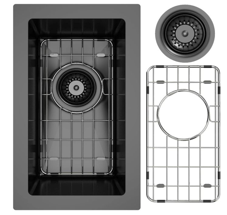 9x15 Inch Undermount Black Bar Sink, 9 Inch Black Undermount Small Bar Sink,