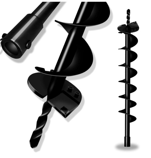 LONGRUN Earth Auger Drill Bit for Garden Fence Post, 4" x 31.5" (10x80cm) Post Hole Auger LONGRUN Earth Auger Drill Bit for Garden Fence Post, 4" x 31.5" (10x80cm) Post Hole Auger