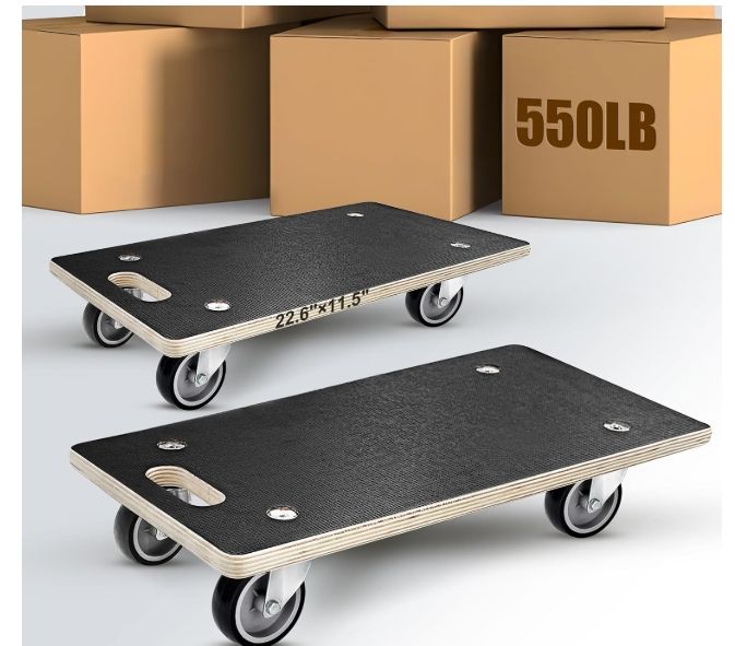 1100LB Heavy Duty Rectangle Moving Dolly Cart - 2-Pack with 3" TPR Wheels 1100LB Heavy Duty Rectangle Moving Dolly Cart - 2-Pack with 3" TPR Wheels