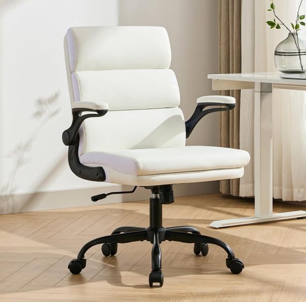 Amseatec Small Desk Chair, Comfy Office Chair, Flip-Up Arms for Home