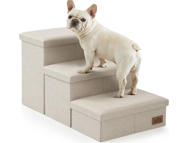 Dog Stairs with Storage, 3-Step Wider Sturdy Dog Steps for Small/Medium/Large Dog Stairs with Storage, 3-Step Wider Sturdy Dog Steps for Small/Medium/Large