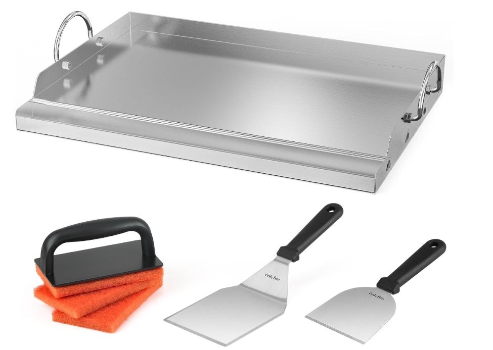 Griddle and Cooking Tool Kit, 18"×12.5" Outdoor Flat Top Griddle Plate Griddle and Cooking Tool Kit, 18"×12.5" Outdoor Flat Top Griddle Plate