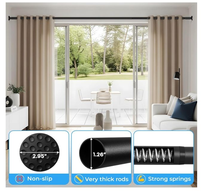 AIZESI Extra Long Shower Curtain Rod No Drilling Tension Rod 51-128 Inches AIZESI Extra Long Shower Curtain Rod No Drilling Tension Rod 51-128 Inches