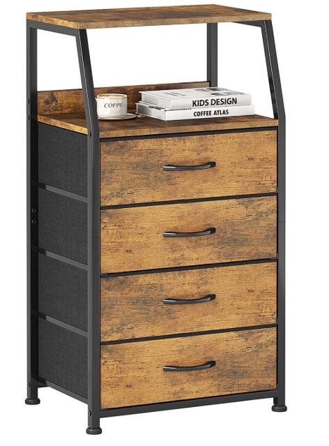 Mexin Nightstand with 4 Drawers, Fabric Dresser for Bedroom, Bedside Table Mexin Nightstand with 4 Drawers, Fabric Dresser for Bedroom, Bedside Table