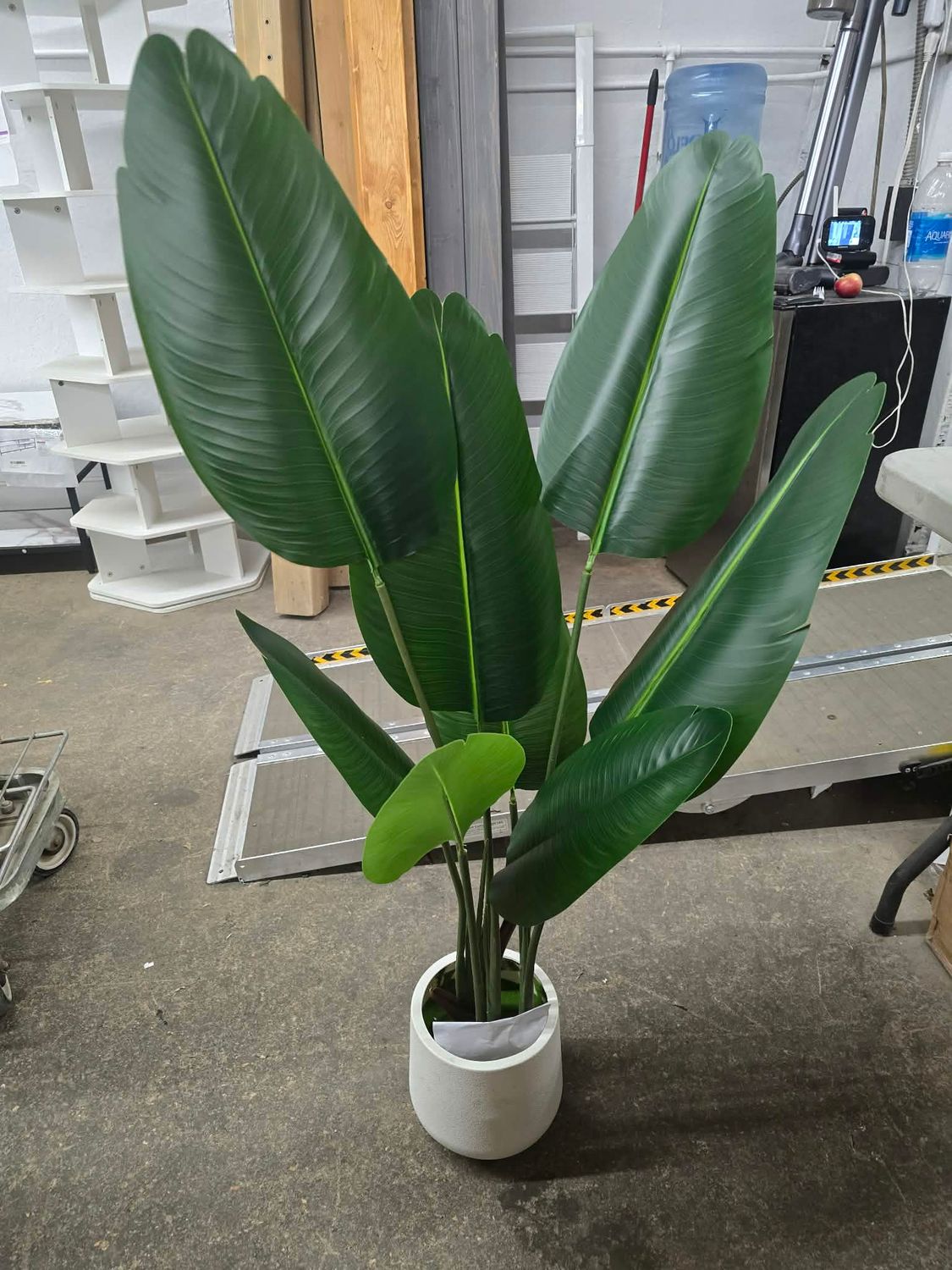 Artificial Bird of Paradise Plant, 4 Ft Faux Banana Tree in Pot with 8 Adjustable