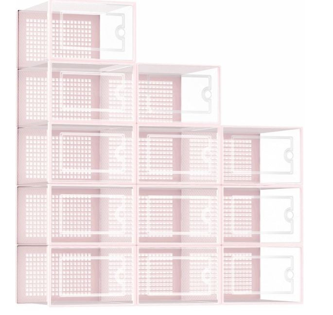 Kuject Shoe Organizers Storage Boxes for Closet, 12 Pack Clear Plastic Stackable Kuject Shoe Organizers Storage Boxes for Closet, 12 Pack Clear Plastic Stackable