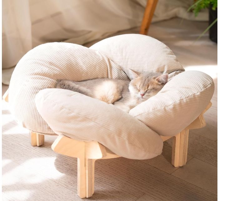 CHEERHOME PETS Elevated Cat Bed Wooden with Cushion Fluffy Pet Couch Sofa (Dark Green) CHEERHOME PETS Elevated Cat Bed Wooden with Cushion Fluffy Pet Couch Sofa (Dark Green)