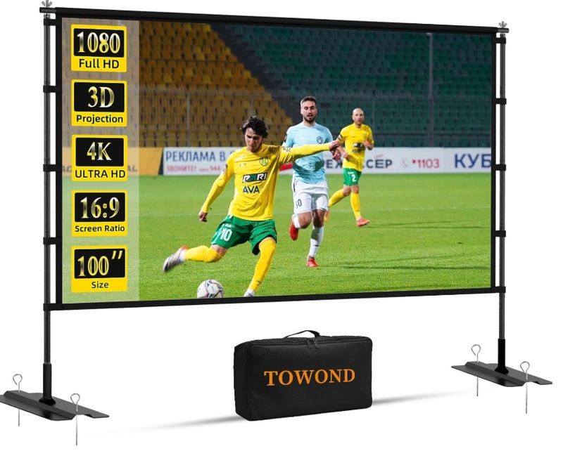 TOWOND 100 Inch Projector Screen with Stand, Weighted Steel Base TOWOND 100 Inch Projector Screen with Stand, Weighted Steel Base