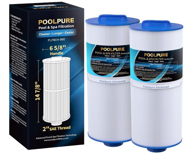 POOLPURE PLF6CH-960 Spa Filter Replaces PJW60TL-F2S