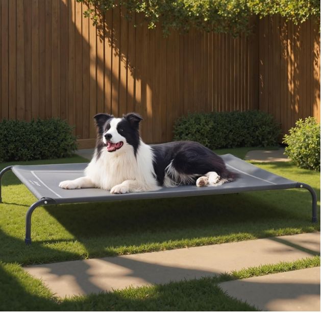 Bedsure Outdoor Elevated Cooling Dog Bed Large Sized Dog, 49in Grey