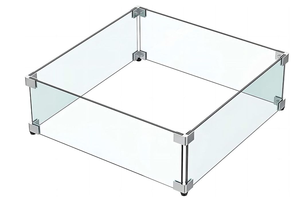 MESIDA 15"x15"x6" Fire Pit Glass Wind Guard, Tempered Glass Firepit Table Shield MESIDA 15"x15"x6" Fire Pit Glass Wind Guard, Tempered Glass Firepit Table Shield
