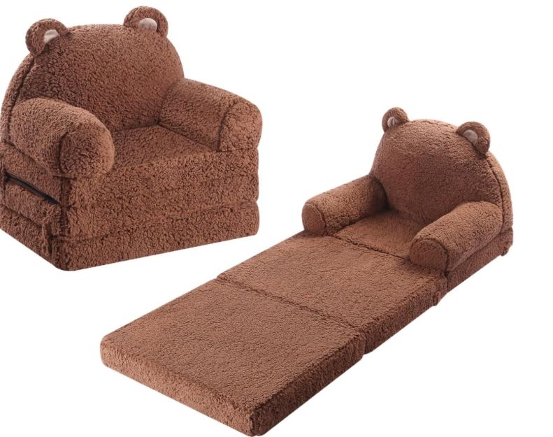 MOMCAYWEX Kids Sofa, 2-in-1 Toddler Couch Chair, Sherpa, Bear Brown MOMCAYWEX Kids Sofa, 2-in-1 Toddler Couch Chair, Sherpa, Bear Brown