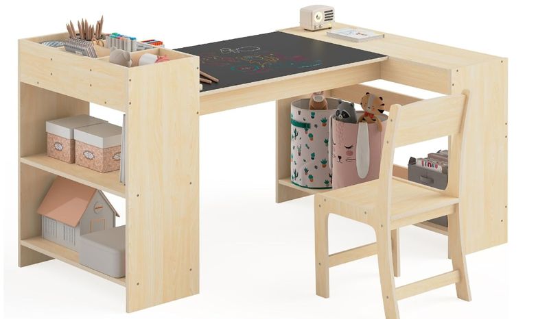bbgroundgrm Kids Art Table and 1 Chairs Set, Kids Craft Table with Storage bbgroundgrm Kids Art Table and 1 Chairs Set, Kids Craft Table with Storage