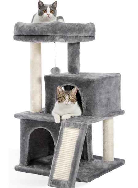 PAWZ Road 34 Inches Cat Tree Multilevel Cat Tower with Double Condos PAWZ Road 34 Inches Cat Tree Multilevel Cat Tower with Double Condos