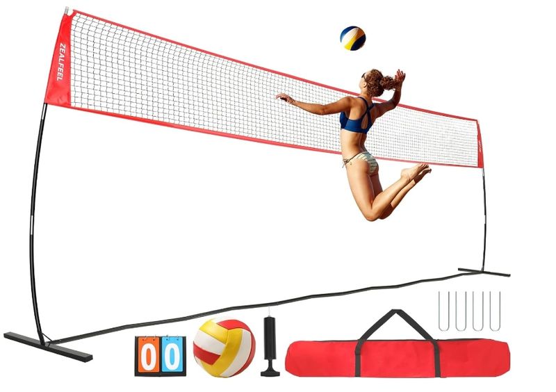 Volleyball Net, 12ft/20ft Training Net Set Height Adjustable, Portable