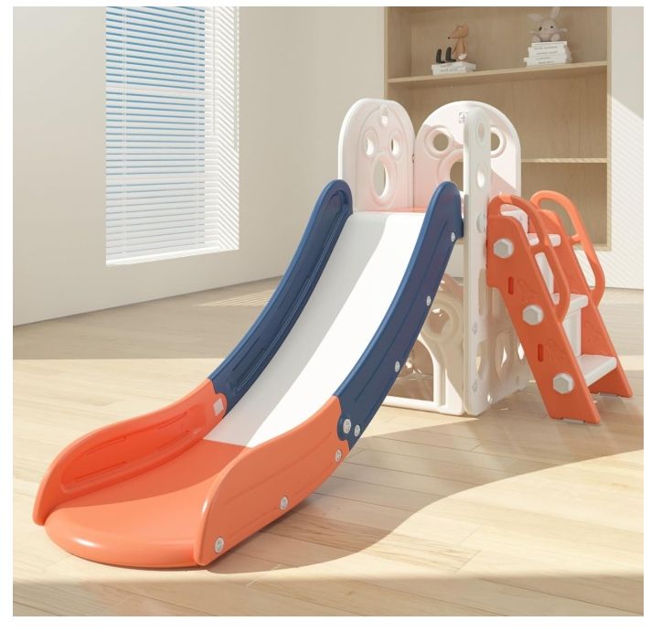 Toddler Slide L-Shaped, 5 in 1 Kids Slide Climber for Toddler, with Ball & Hoop Toddler Slide L-Shaped, 5 in 1 Kids Slide Climber for Toddler, with Ball & Hoop