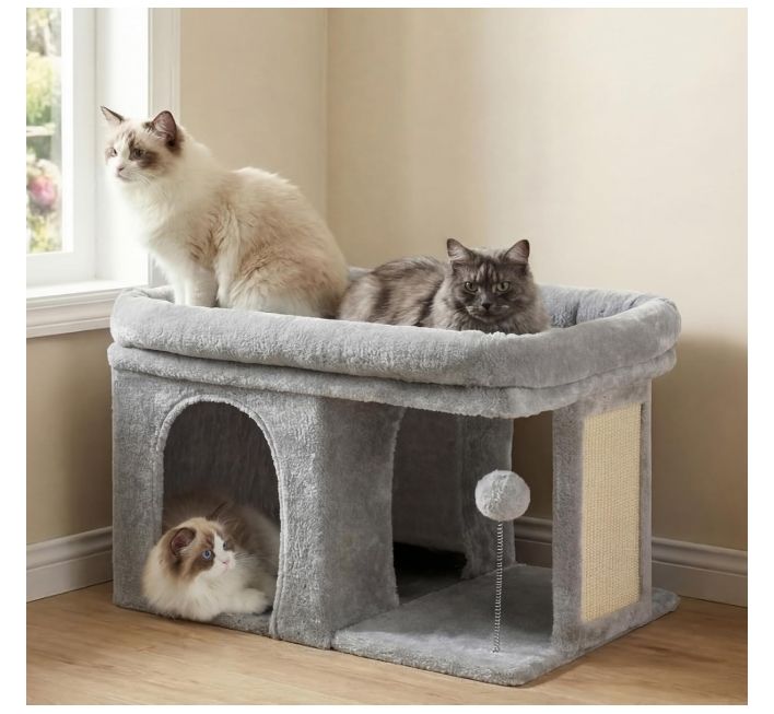 Heybly Cat Tree, 14" Cat Tower with Large Cat Bed & Condo HCT203SW Heybly Cat Tree, 14" Cat Tower with Large Cat Bed & Condo HCT203SW