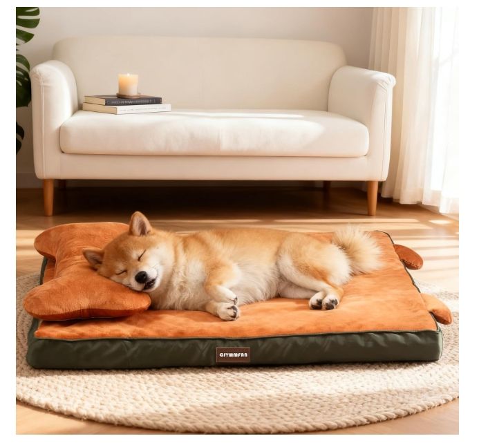 Orthopedic Dog Bed with Removable Headrest Bolster, Washable Pet Bed
