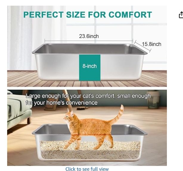 1PCS Stainless Steel Cat Litter Box,8" Extra Large XXL Metal Litter Box 1PCS Stainless Steel Cat Litter Box,8" Extra Large XXL Metal Litter Box