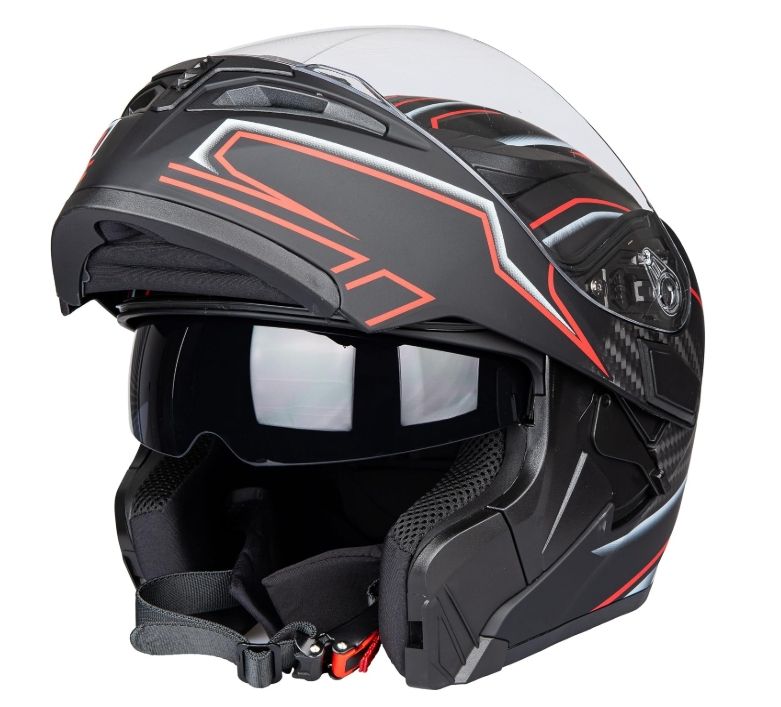Full Face Motorcycle Helmet Dual Visor Sun Shield Flip up Modular Motocross DOT Approved