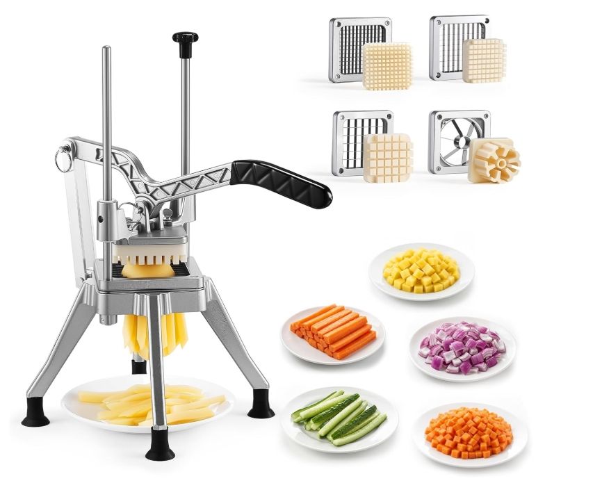 VEVOR French Fry Cutter, Commercial Vegetable Chopper with 4 Blades (1/2", 3/8", 1/4" &amp; 6