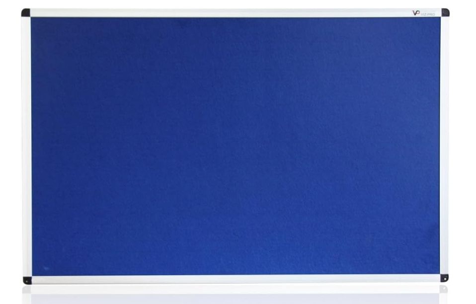 VIZ-PRO Notice Board Felt Blue, 48 X 36 Inches, Silver Aluminium Frame 48" Long x 36" Tall x 36 VIZ-PRO Notice Board Felt Blue, 48 X 36 Inches, Silver Aluminium Frame 48" Long x 36" Tall x 36