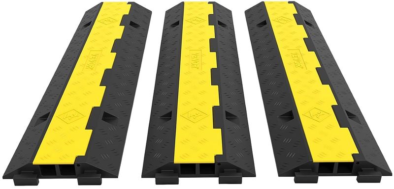 VEVOR Cable Protector Car Dual Channel Rubber Channel Cable Protector Capacity 11000lbs VEVOR Cable Protector Car Dual Channel Rubber Channel Cable Protector Capacity 11000lbs