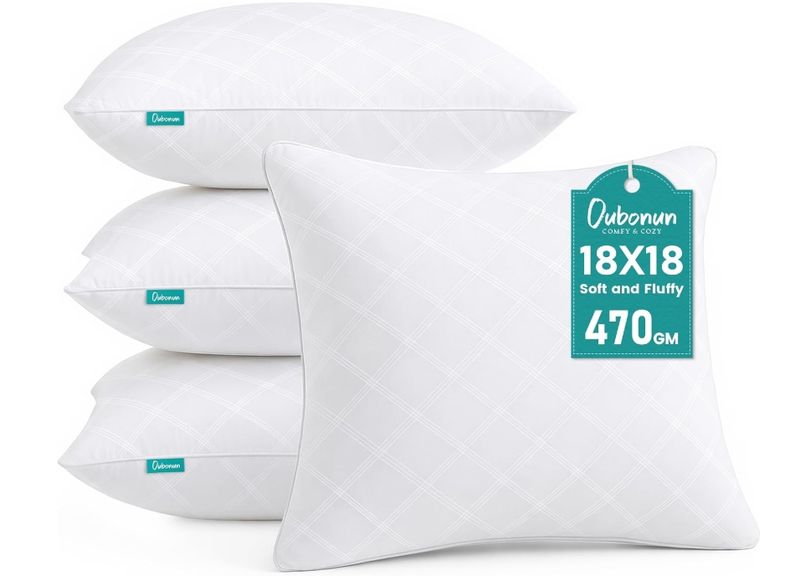 Oubonun 18x18 Inches Pack of 4 Throw Pillows Inserts, White Square Cushion