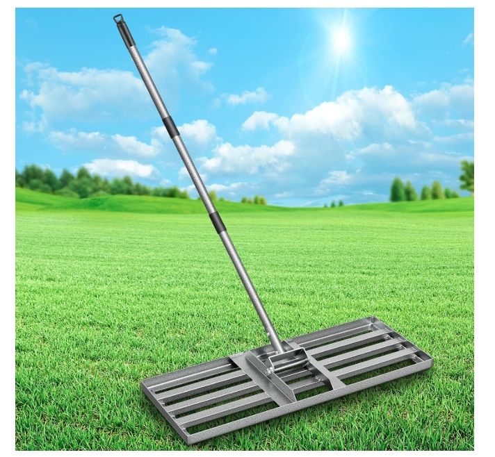 30"x10" Lawn Leveling Rake, 6FT Effort Saving Handle Lawn Leveler