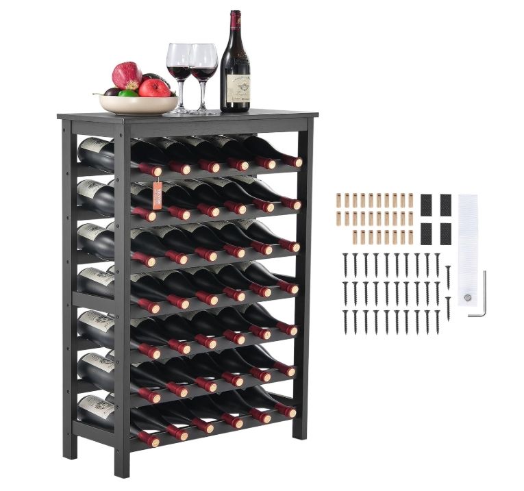 VEVOR Stackable Modular Wine Rack, Solid Bamboo Wood Storage Racks