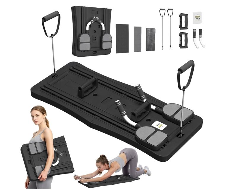 5 in 1 Foldable Pilates Reformer Board with LED Counter, Multifunctional Exercise
