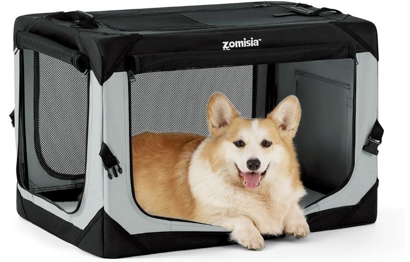 ZOMISIA Collapsible Dog Crate for Medium Dogs - Dog Travel Crate Soft Sided with Breathable Mesh ZOMISIA Collapsible Dog Crate for Medium Dogs - Dog Travel Crate Soft Sided with Breathable Mesh