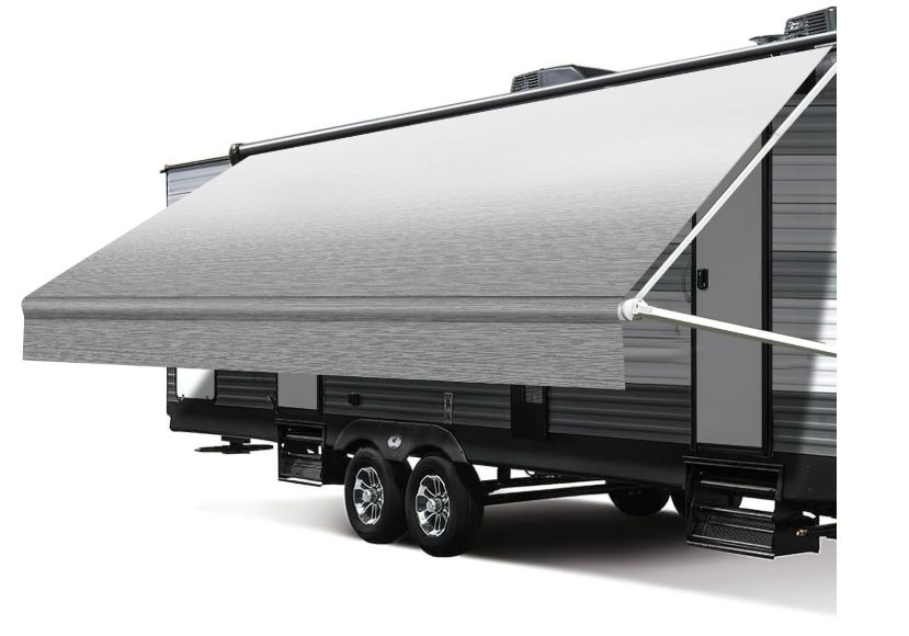 RV Awning Fabric Replacement, 18.5oz Heavy-Duty Weatherproof Vinyl Camper Awning 14FT