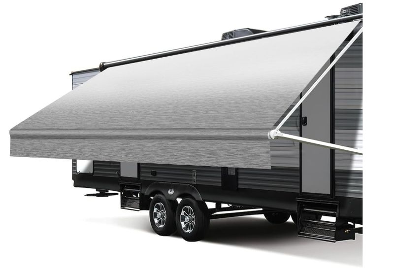 RV Awning Fabric Replacement, 18.5oz Heavy-Duty Weatherproof Vinyl Camper Awning 14FT RV Awning Fabric Replacement, 18.5oz Heavy-Duty Weatherproof Vinyl Camper Awning 14FT