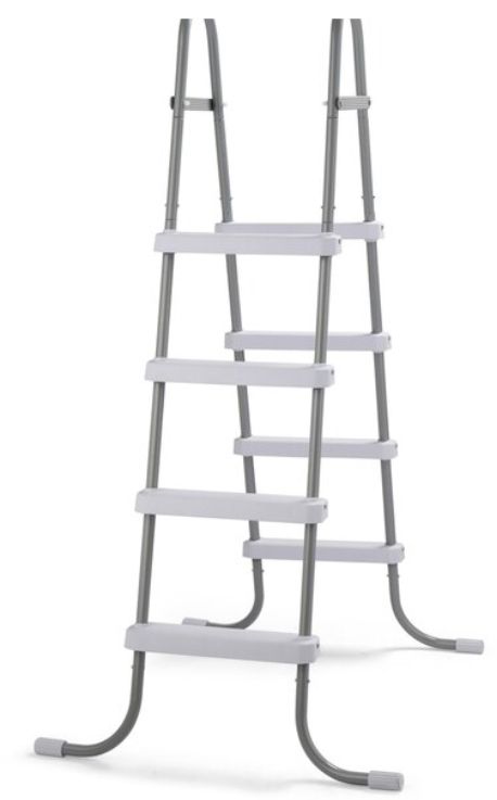 Wudkey 4 Step 52in Pool Ladder Iron Grey Frame White Steps Wudkey 4 Step 52in Pool Ladder Iron Grey Frame White Steps