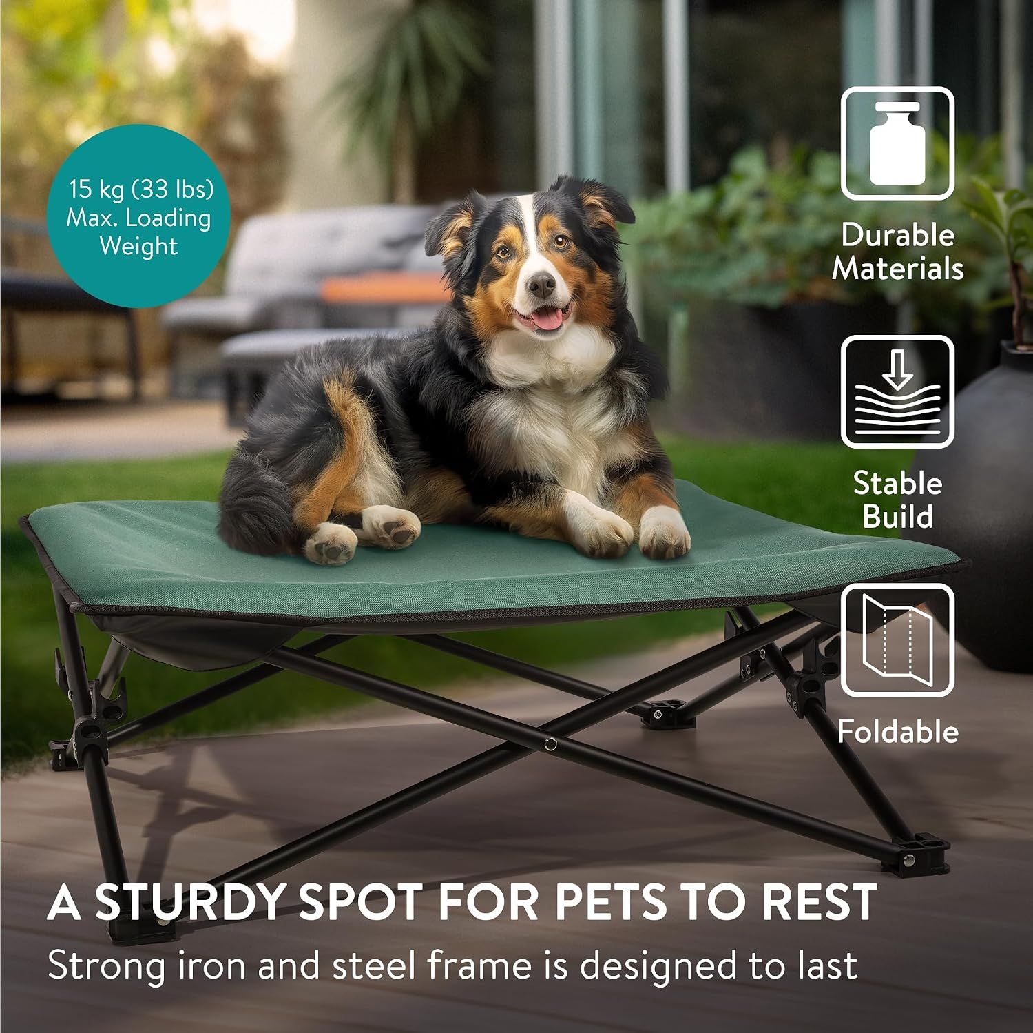 Navaris Portable Elevated Dog Bed with Carry Bag