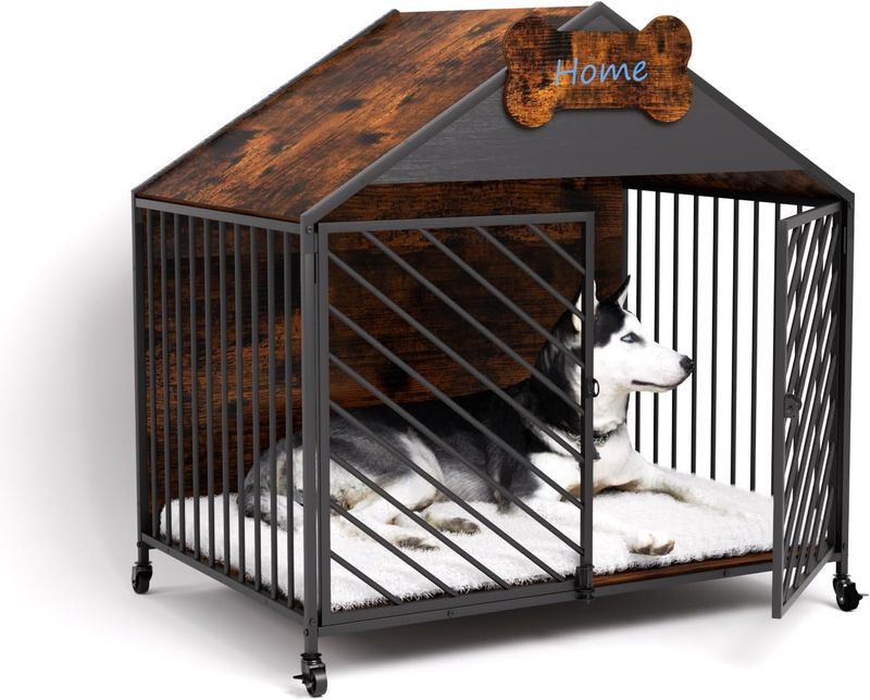 Heahold Furniture Dog Crate for Small & Medium Dogs, 32" Gable Roof Indoor Kennel Heahold Furniture Dog Crate for Small & Medium Dogs, 32" Gable Roof Indoor Kennel