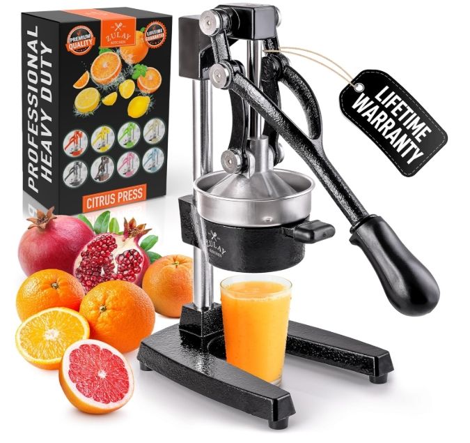Zulay Kitchen Cast Iron Juicer - Manual Citrus Press and Lemon Squeezer