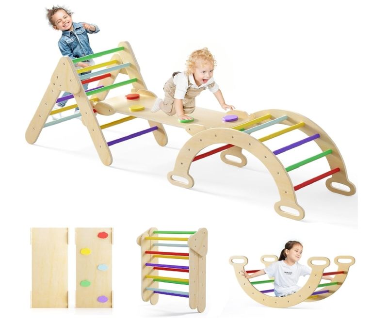 Olakids Pikler Triangle Set 7 in 1 Climbing Toys for Toddlers 1-3 Inside Foldable Olakids Pikler Triangle Set 7 in 1 Climbing Toys for Toddlers 1-3 Inside Foldable