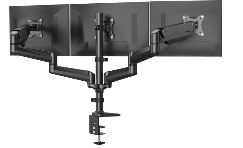 HUANUO Triple Monitor Mount for 17-32 Inch Screens, Adjustment Gaming Triple Monitor HUANUO Triple Monitor Mount for 17-32 Inch Screens, Adjustment Gaming Triple Monitor