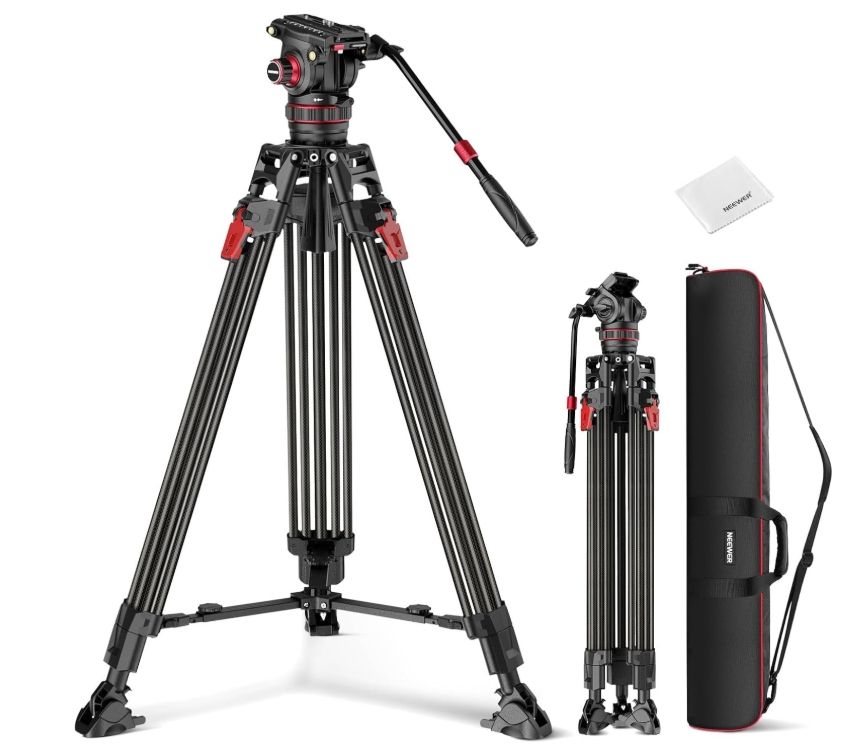 NEEWER 78" Video Camera Tripod Carbon Fiber with Damping Adjustable Fluid Head NEEWER 78" Video Camera Tripod Carbon Fiber with Damping Adjustable Fluid Head