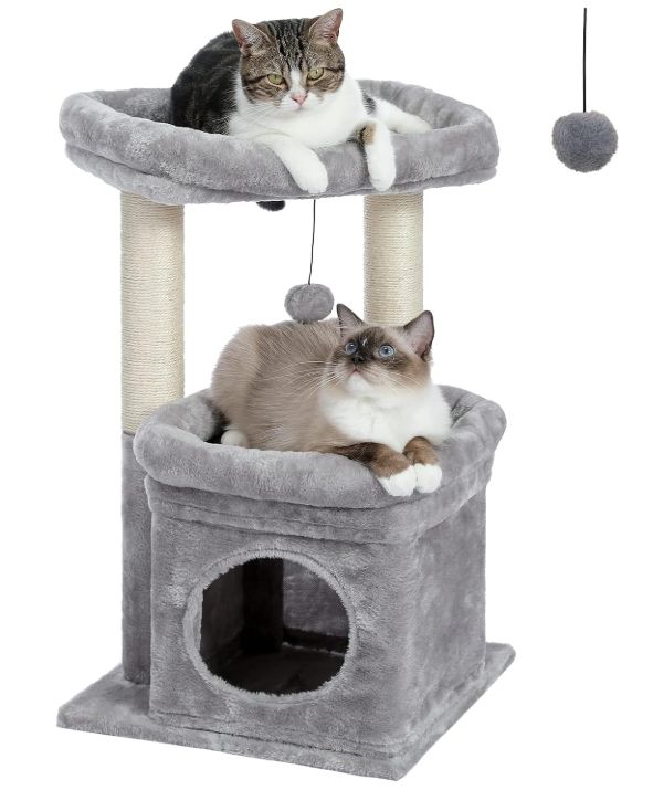 Tw8BVf9-19 | Private soft cat condo, soft top perch, natural sisal scratch posts