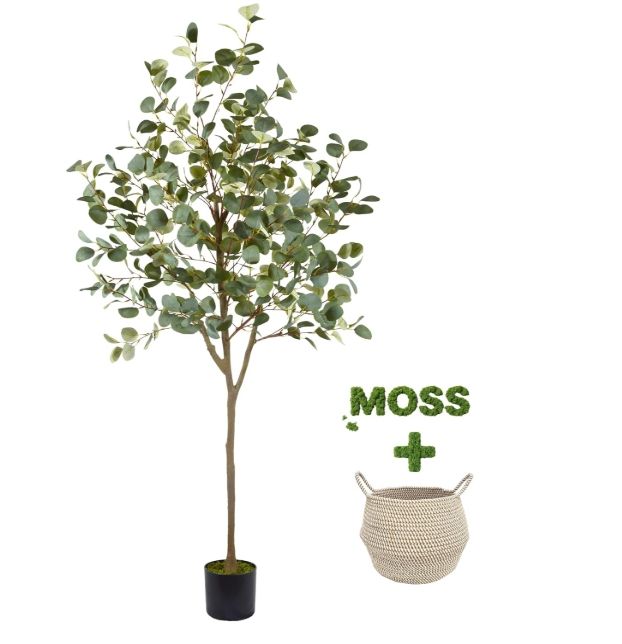 Warmplants Artificial Eucalyptus Tree 6ft Fake Plant with Woven Basket Warmplants Artificial Eucalyptus Tree 6ft Fake Plant with Woven Basket