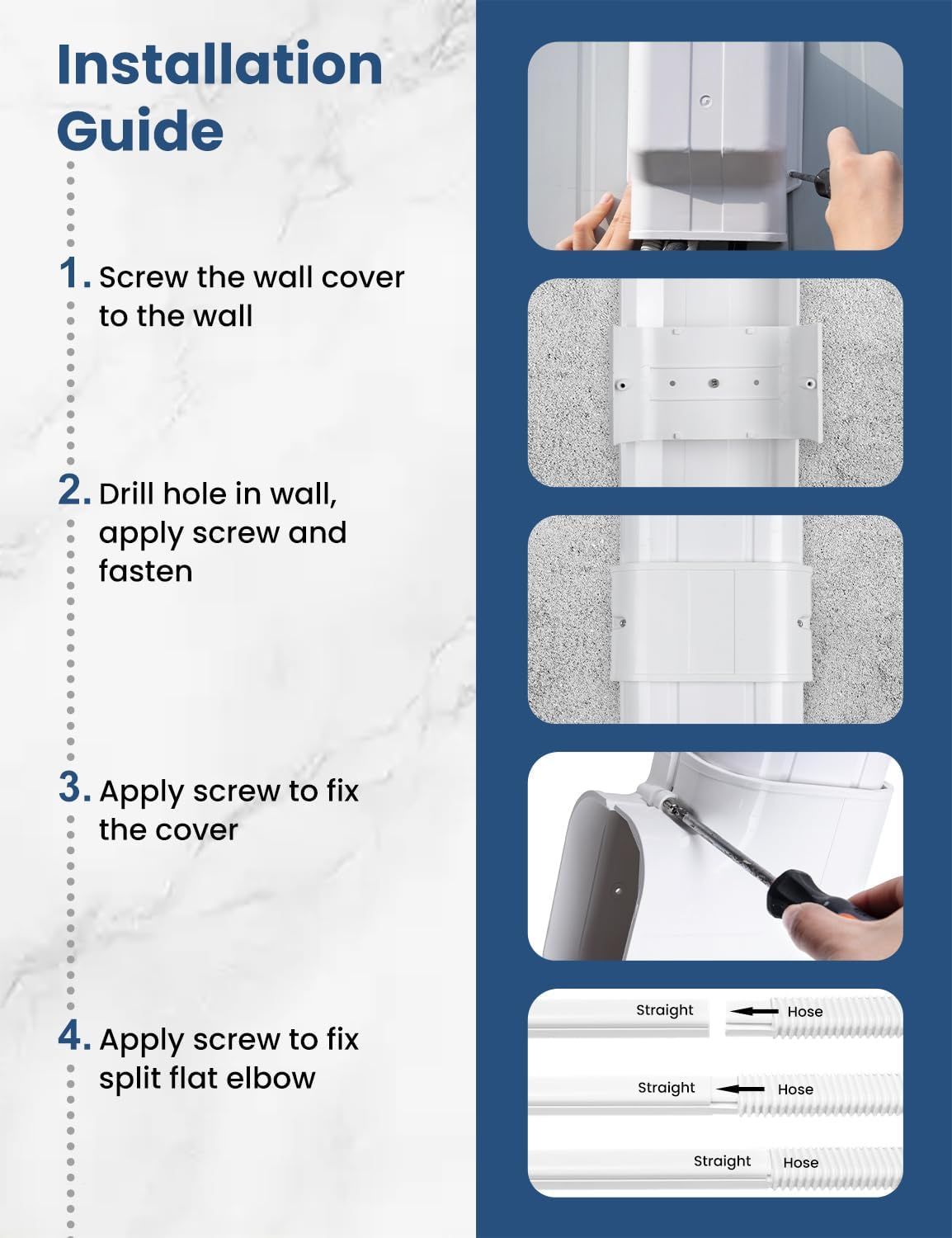 Mooitek 4" 13.5Ft Mini Split PVC Line Set Cover Kit Mooitek 4" 13.5Ft Mini Split PVC Line Set Cover Kit