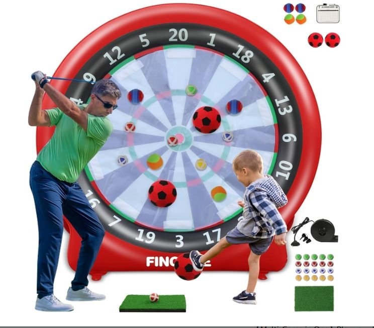 Inflatable 6ft Giant Dartboard, FINCOME Kick Darts Golf Dart, Soccer & Throw Darts Game with Pump Inflatable 6ft Giant Dartboard, FINCOME Kick Darts Golf Dart, Soccer & Throw Darts Game with Pump